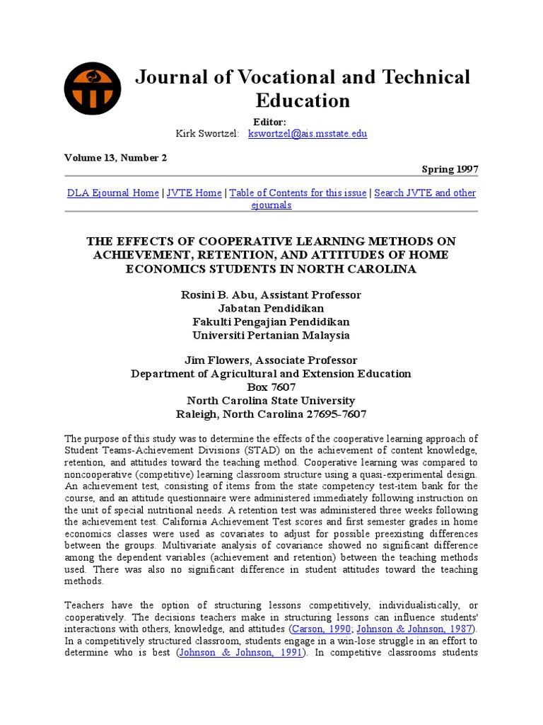 Effects of Cooperative Learning in Home Economics | PDF | Learning ...