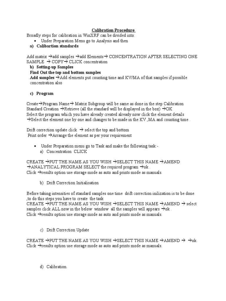 Calibration Procedure Win XRF | PDF | Calibration | Computing