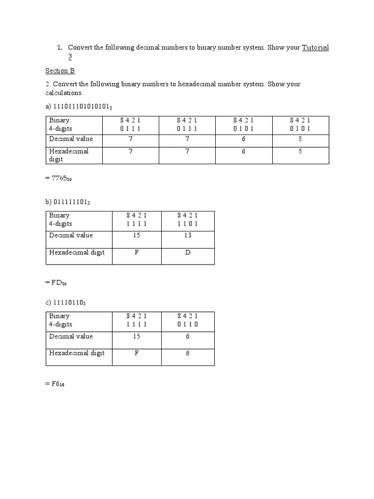 Binary To Hexa / Hexa To Binary | PDF | Decimal | Computing