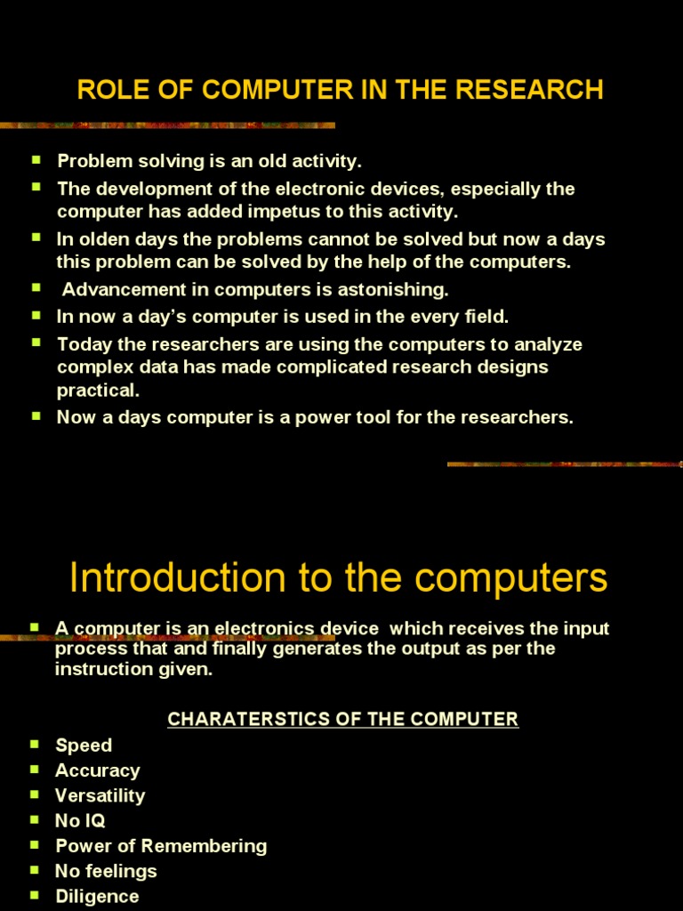 Role of Computer in the Research