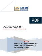 Test - 10 (B) - Nomenclature & Isomerism + Reaction Mechanism I & II and Hydrocarbon (Paper)