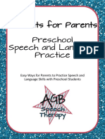 Handouts For Parents Preschool Speech and Language Practice