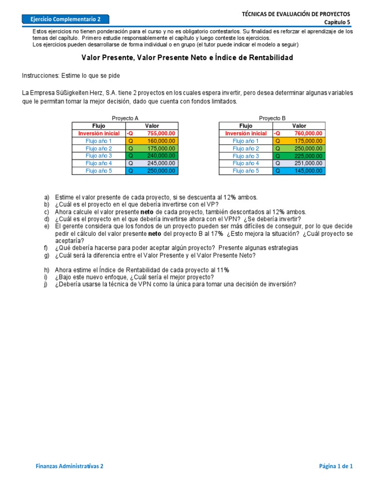 Evaluación Proyectos: VP y VPN | PDF | Valor presente neto | Economias