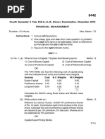 0442 Fourth Semester 5 Year B.B.A.,LL.B. (Hons.) Examination, December 2012 Financial Management