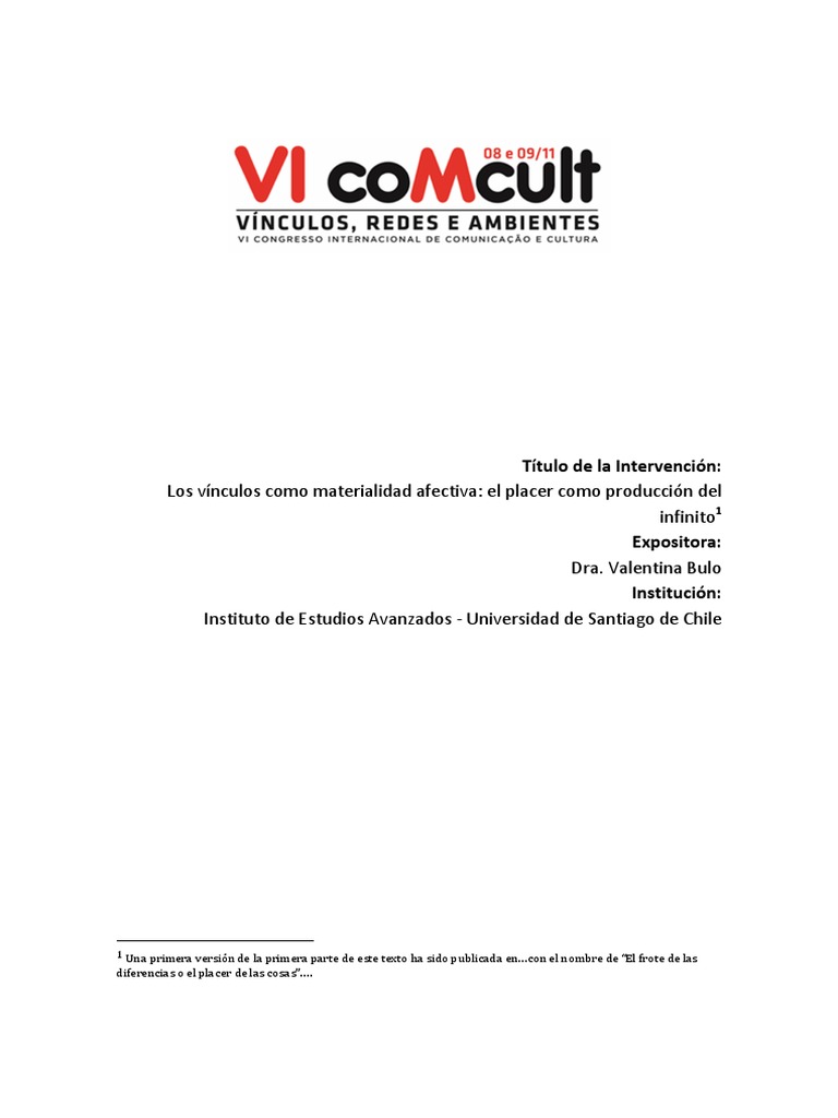 Valentina bulo los v nculos como materialidad afectiva pdf placer