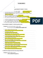 Worksheet Present Perfect Tense