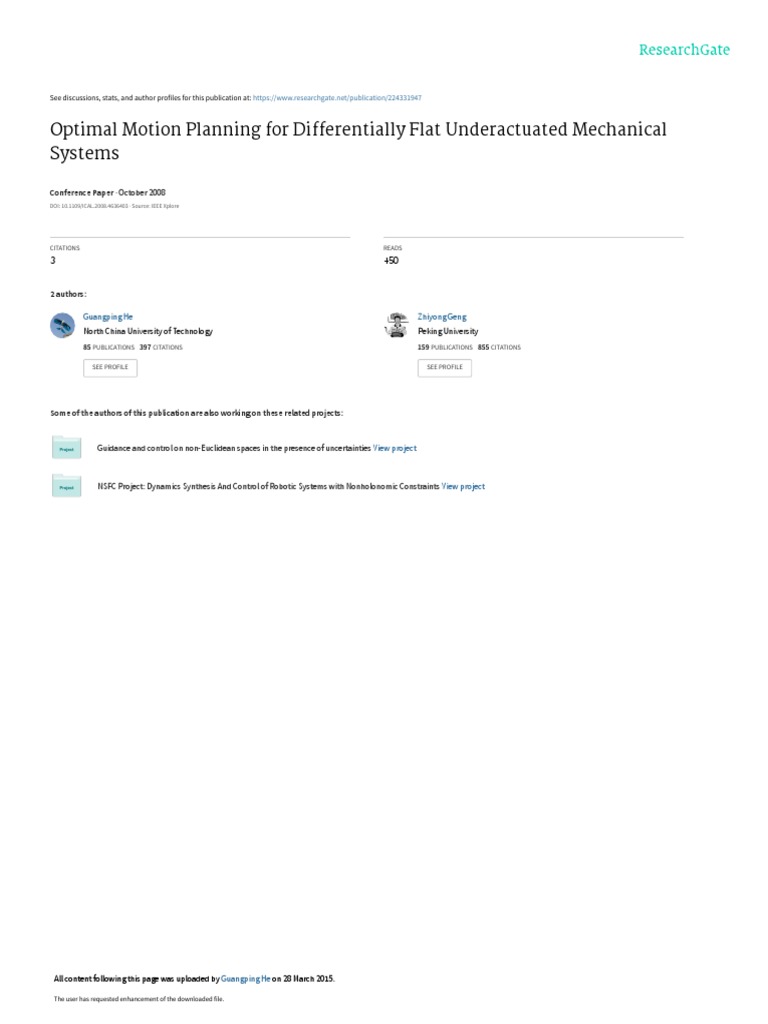 Optimal Motion Planning For Differentially Flat Underactuated ...