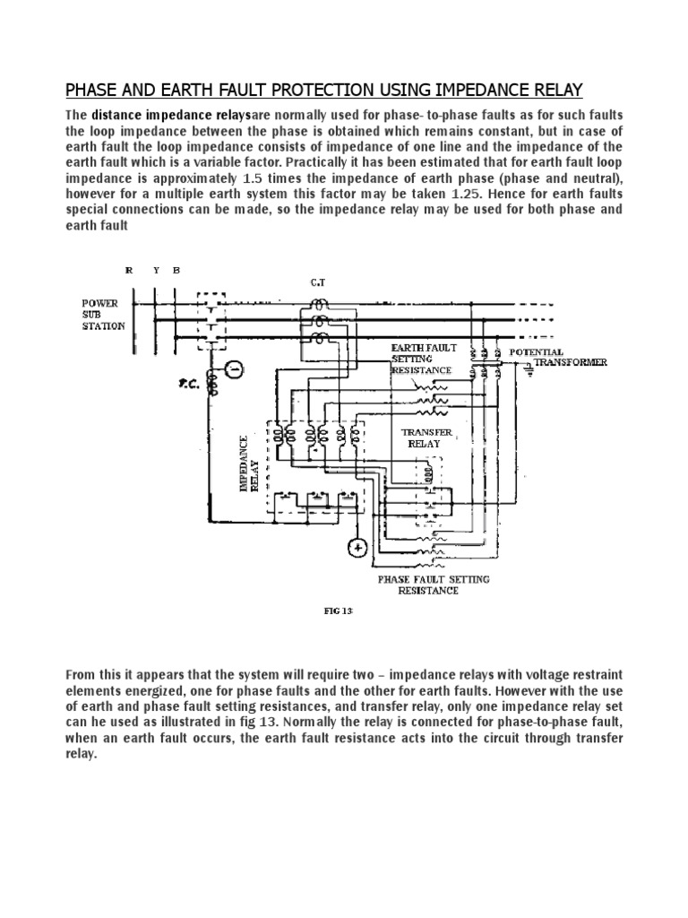 Phase and Earth Fault Protection Using Impedance Relay | PDF