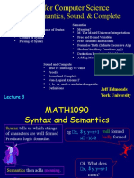 Syntax, Semantics, Sound, & Complete: Logic For Computer Science