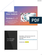 Multivariate Data Analysis Sessions 1 - 3: Course Page On Moodle