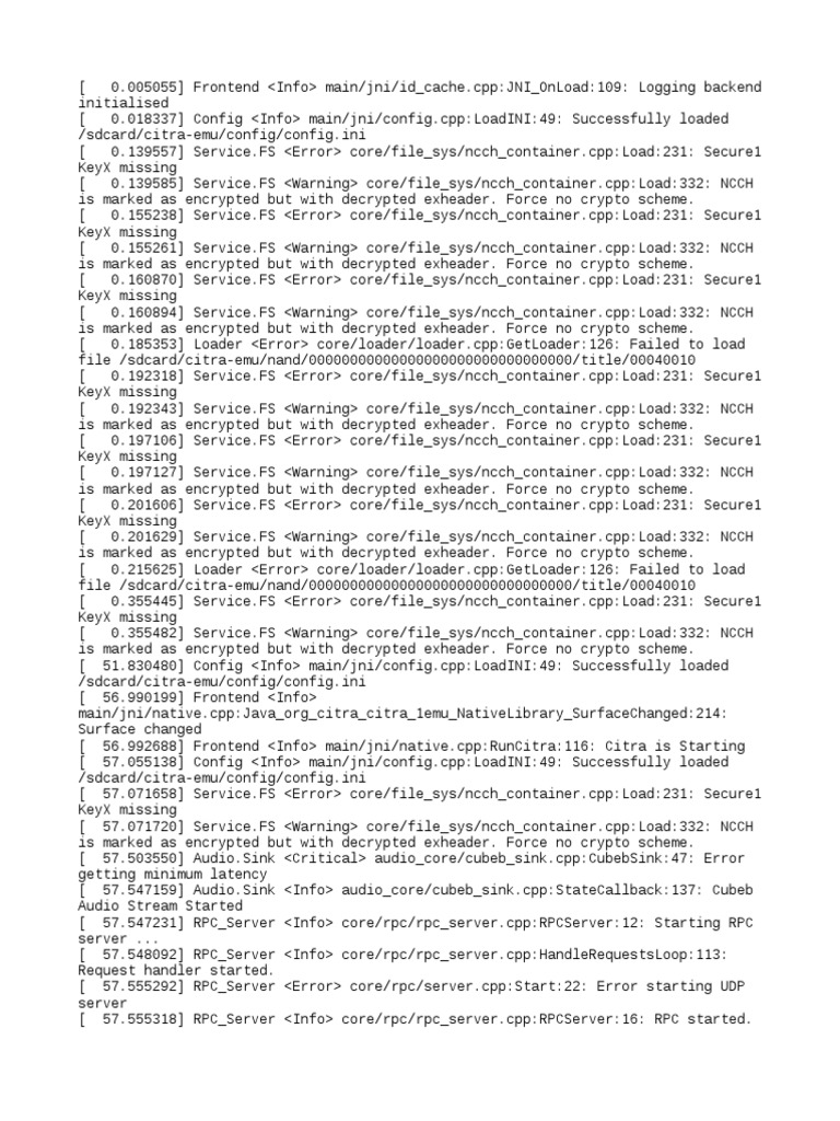 Citra Log: KeyX Errors and Warnings | PDF | Encryption | Information ...
