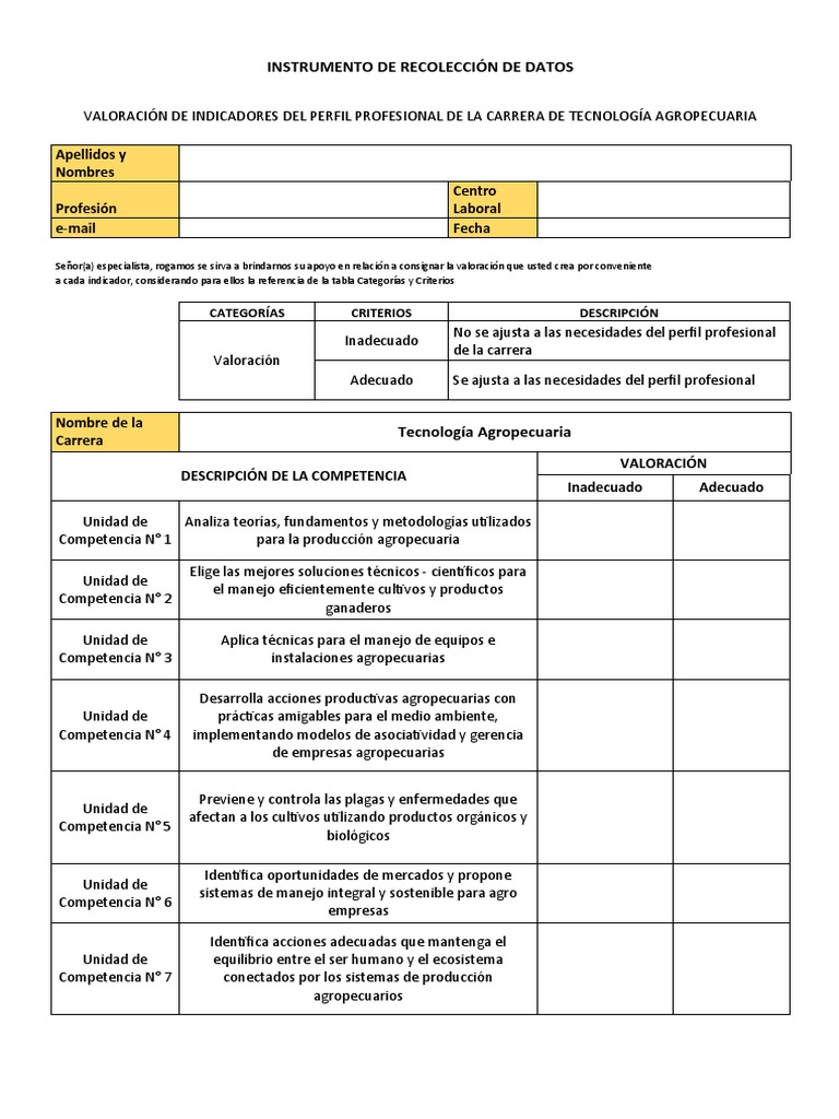 Instrumento de Recolección de Datos | PDF | Agricultura | Sustentabilidad