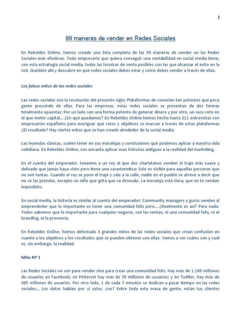 99 Estrategias para Vender en Redes Sociales | PDF | Servicio de redes ...
