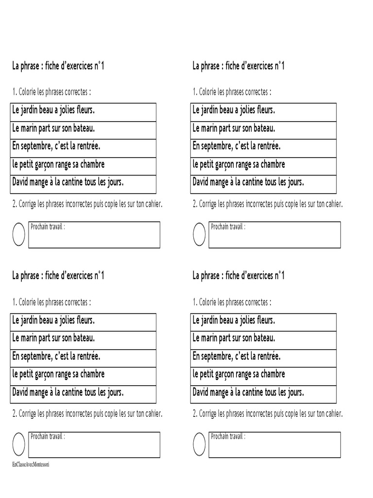 Exercices de correction de phrases | PDF | Études des langues ...