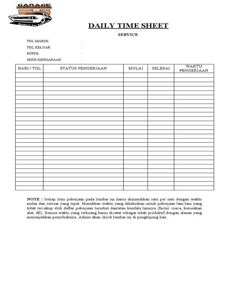 Daily Time Sheet Service | PDF