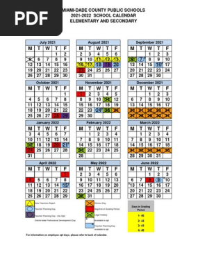 Final Mdcps Elementary And Secondary Calendar 2021-2022 | Pdf | Academic Term | Schools