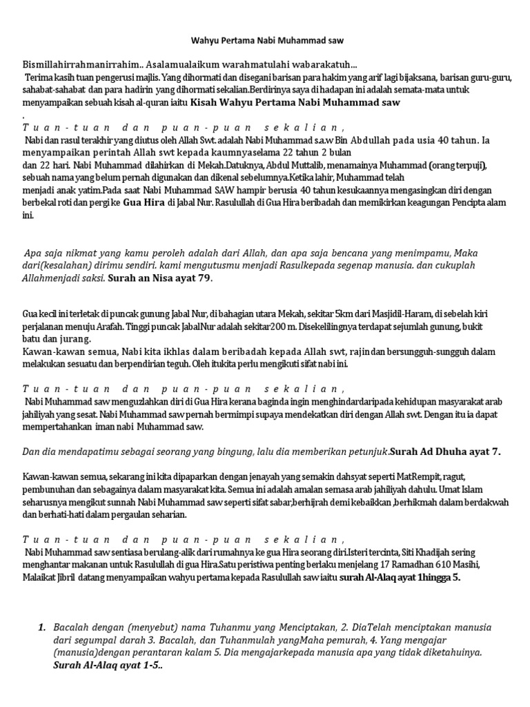 Wahyu Pertama Nabi Muhammad Saw  PDF