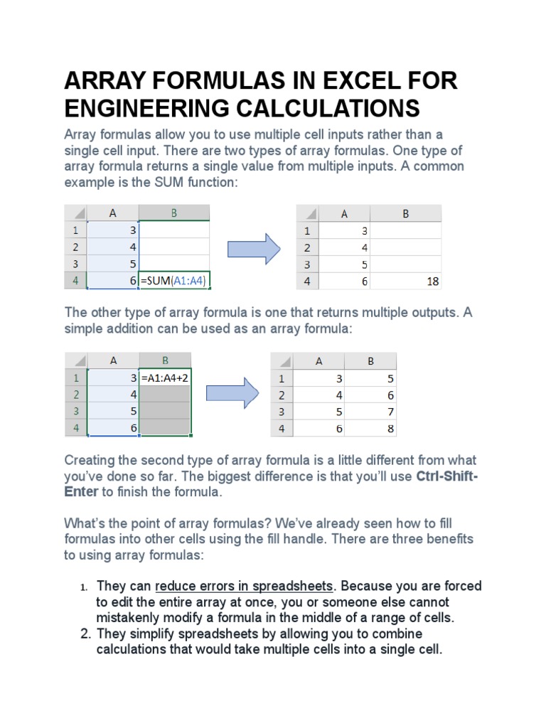 Array Formulas In Excel 2 Pdf Lift Force Array Data Structure