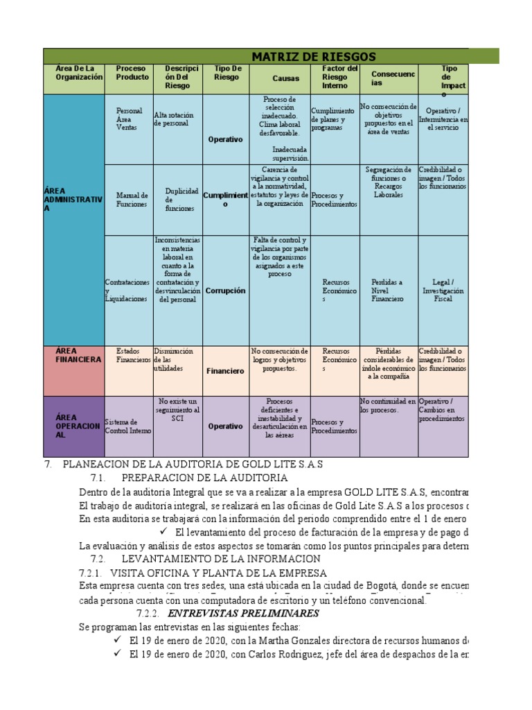 Matriz de Riesgos en Auditoría Integral | PDF | Auditoría | Business