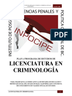 Plan y Programa de Estudios Licenciatura de Criminologia