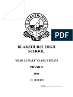 2006 Blakehurst Half Yearly Solutions