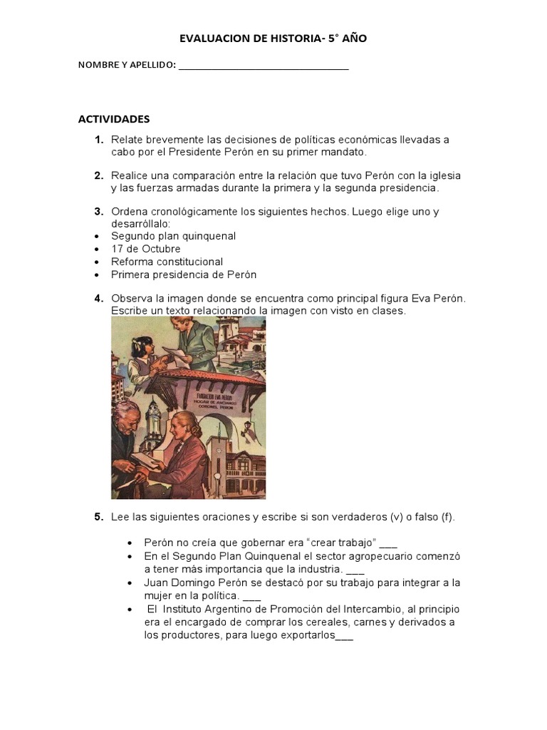 Actividades sobre el Peronismo en Historia | PDF | América del Sur ...