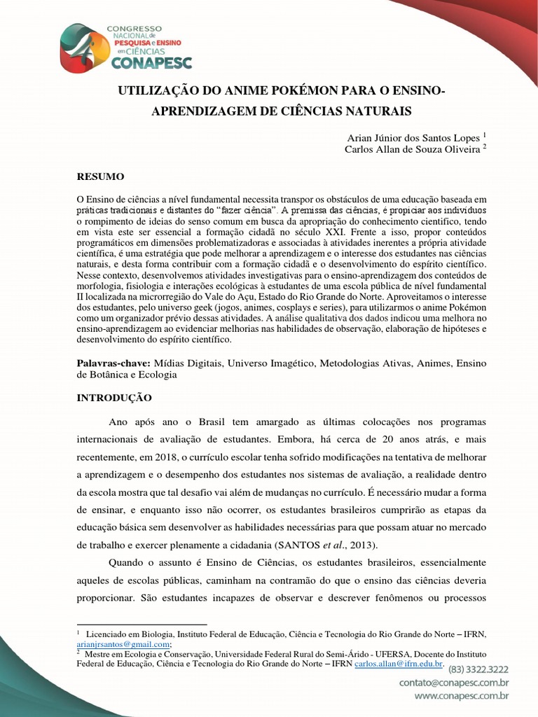 Pokémon no Ensino de Ciências Naturais | PDF | Science | Ecologia