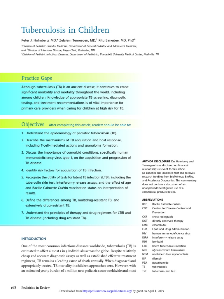 Tuberculosis In Children 1 Pir 19 Pdf Tuberculosis Mycobacterium