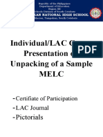Individual/LAC Group Presentation On Unpacking of A Sample Melc