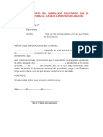 Modelo 112. - Escrito Del Querellado Solicitando Que El Querellante Concurra Al Juzgado A Prestar Declaración