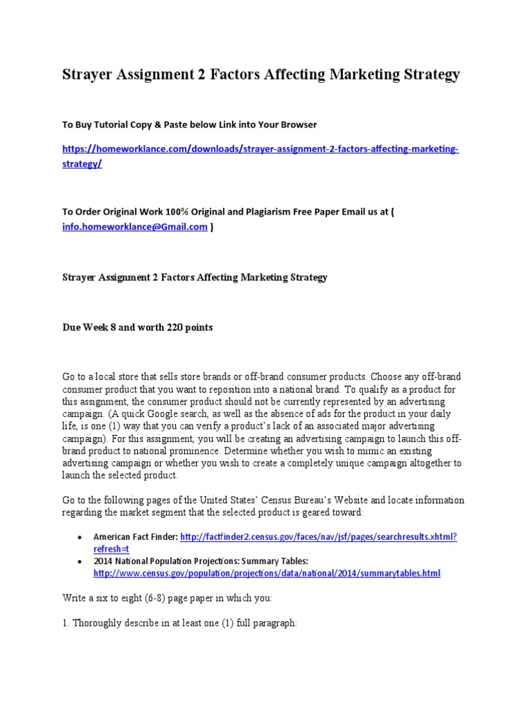 Strayer Assignment 23 Factors Affecting Marketing Strategy  PDF