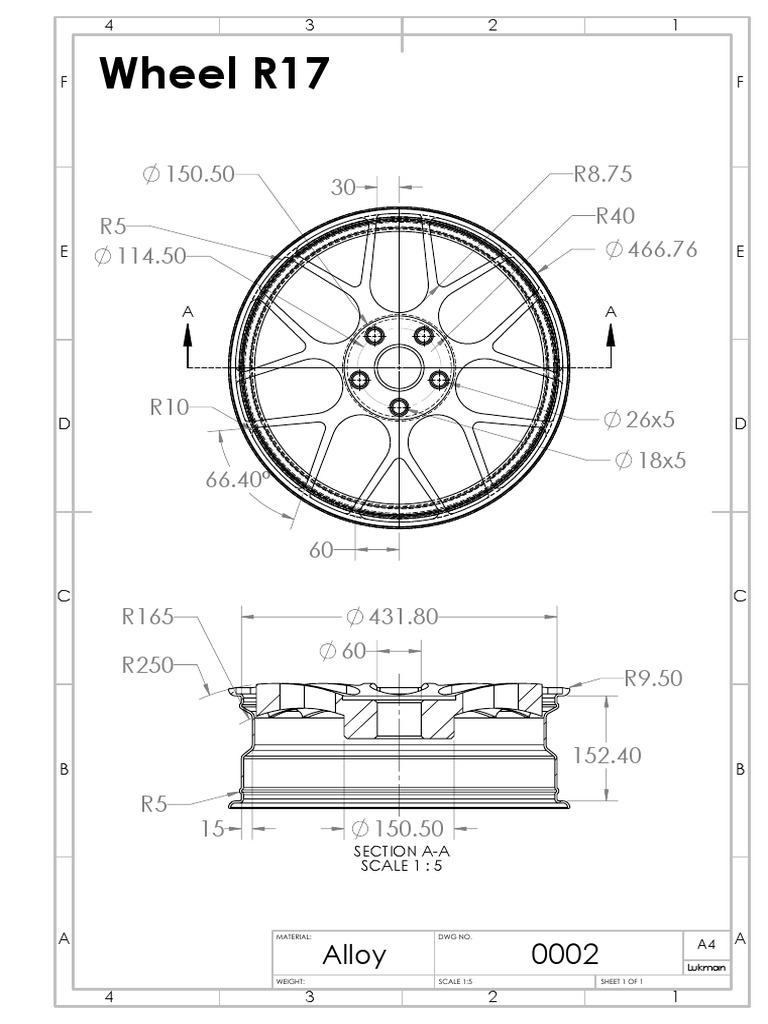 Wheel Rim Technical Drawing Dimensions | PDF