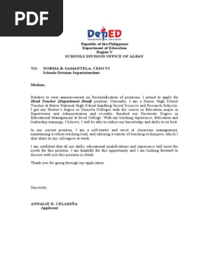 Letter of Intent for Promotion