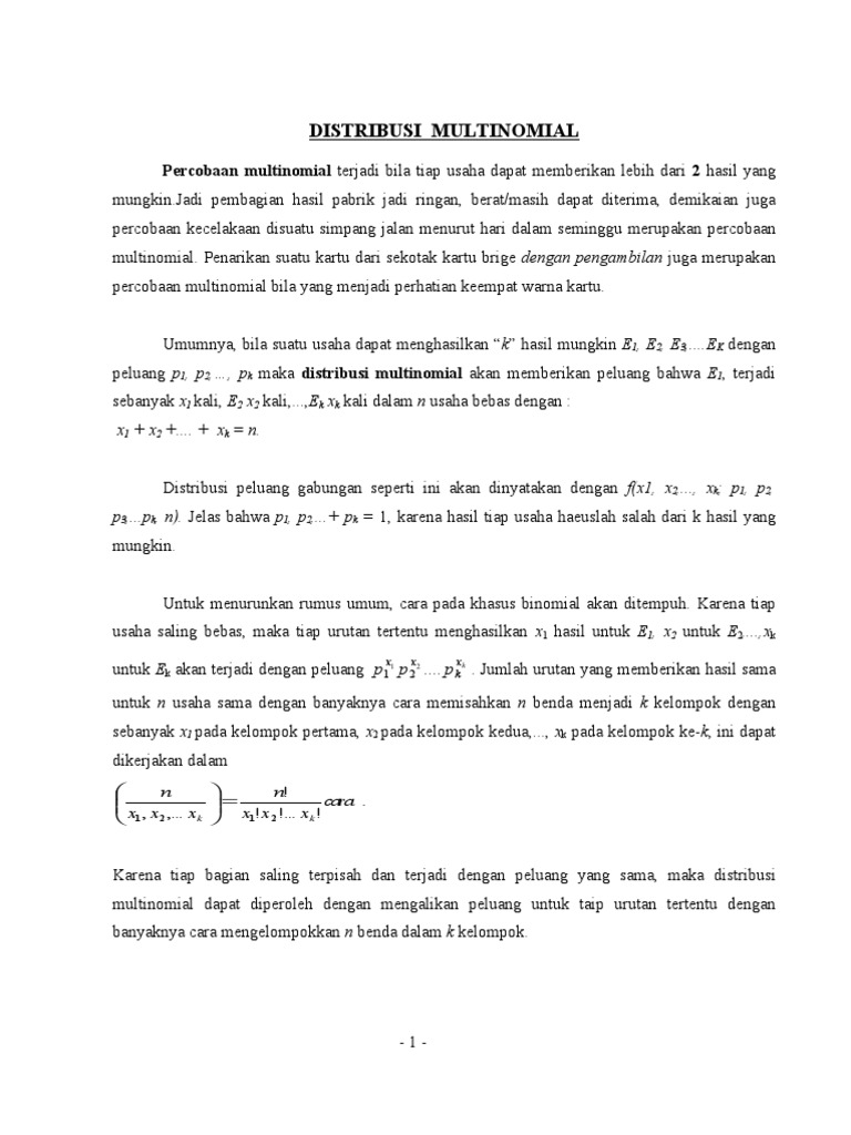 Peluang pada Distribusi Multinomial | PDF