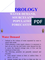 Water Demand, Sources and Population Forecasting