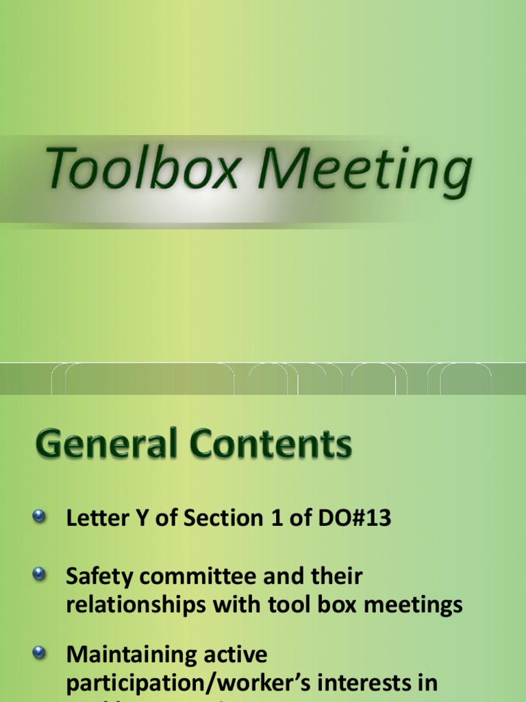 Maintaining Effective Tool Box Meetings Guidelines for Safety