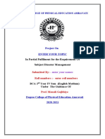 Project On Enter Your Topic: in Partial Fulfilment For The Requirement of Subject Disaster Management