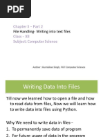 Class XII - File Handling Writing Text Files - NOTES