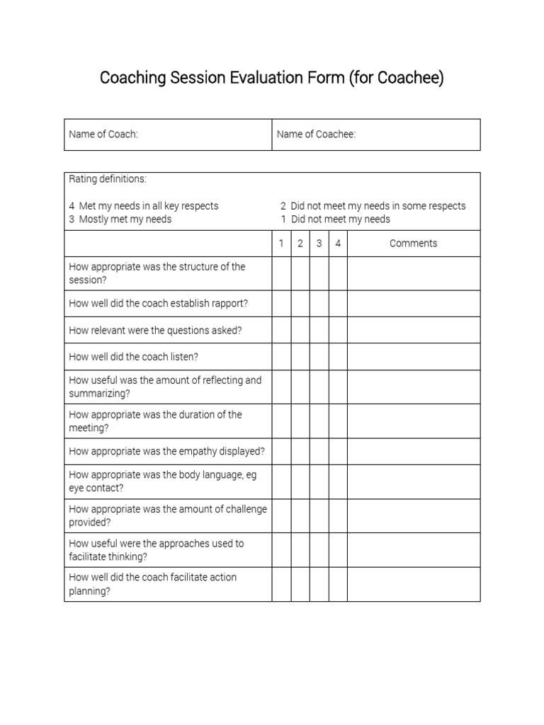 Coaching Session Evaluation Form | PDF