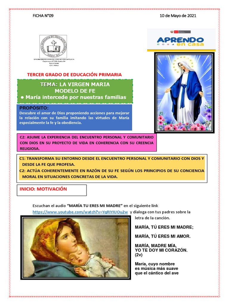 María: Modelo de Fe y Obediencia | PDF | María, madre de Jesús | Oración