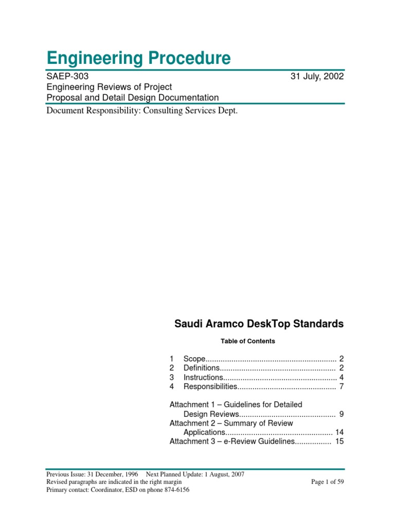 SAEP-303: Engineering Review Guidelines PDF Specification