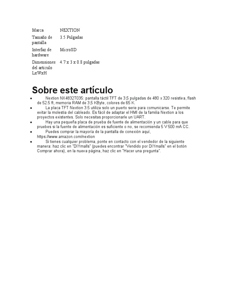 Pantalla Táctil Nextion 3.5