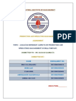 S. R. Luthra Institute of Management: Production and Operation Management Assignment