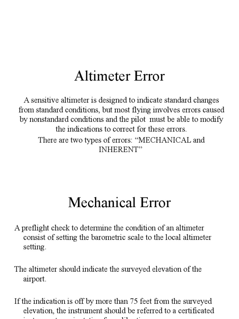 ALTIMETER Error Lesson 5 PDF Altitude Altimeter