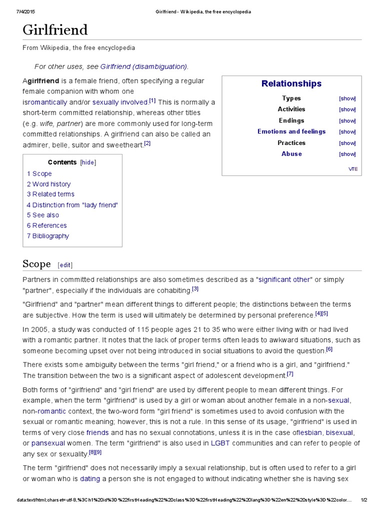 Girlfriend - Wikipedia, The Free Encyclopedia | PDF | Girlfriend ...