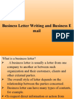 Business Letter Writing and Business E Mail Business Letter Writing and Business E Mail