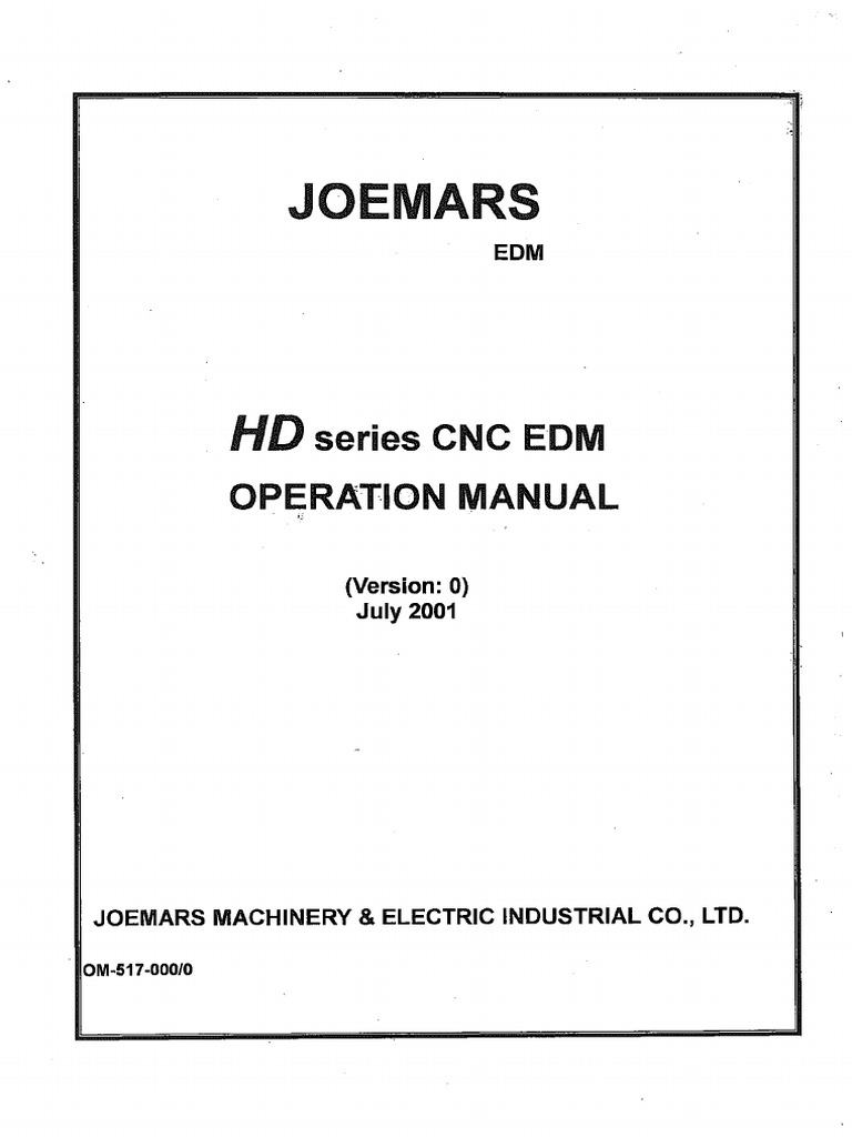 Accutex HD Series CNC Edm Operation Manual PDF