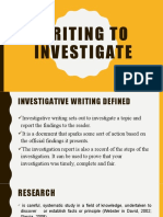 Investigative Writing Defined