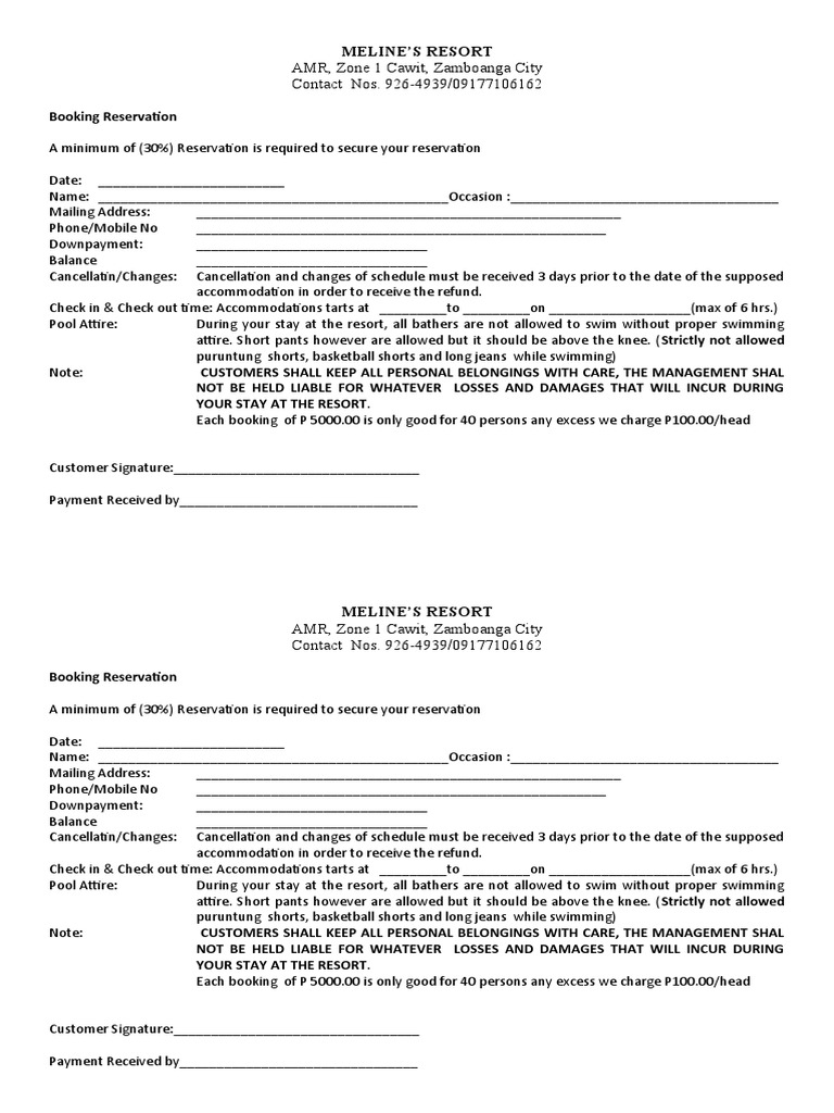 Reservatio Slip | PDF | Service Industries | Wide Area Network