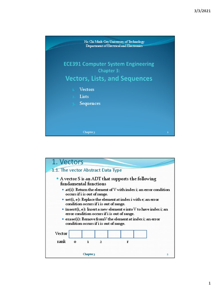 2021 - ECE391 - Ch3 - Vectors - Lists - and Sequences | PDF | Array ...